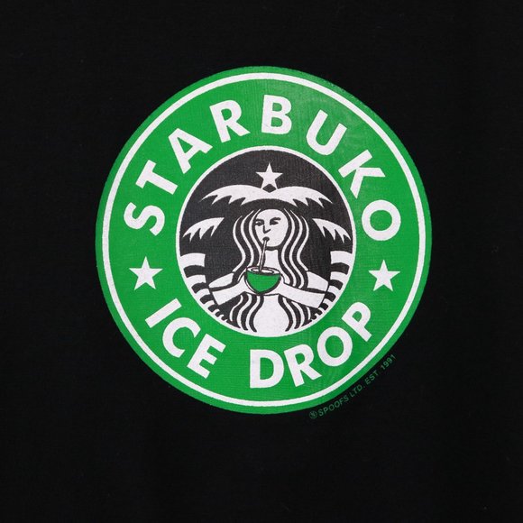 Spoofs Black Starbucks Starbuko Ice Drop Humor Tee Shirt Women’s Size S - Picture 3 of 10